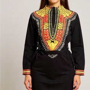 Black Label Vibrant Patterned Midi Dress